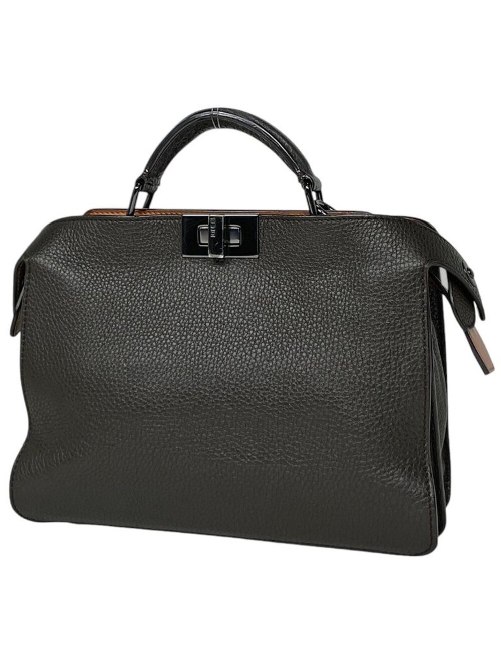 Fendi Handbag Peekaboo ISeeU 2-Way Leather Brown